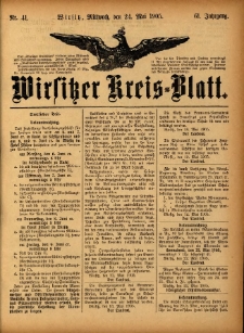 Wirsitzer Kreis-Blatt: herausgegeben vom Königlichen Landraths-Amte 1905.05.24 Jg.61 Nr41