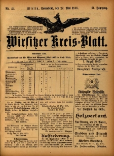 Wirsitzer Kreis-Blatt: herausgegeben vom Königlichen Landraths-Amte 1905.05.27 Jg.61 Nr42