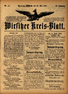 Wirsitzer Kreis-Blatt: herausgegeben vom Königlichen Landraths-Amte 1905.05.31 Jg.61 Nr43