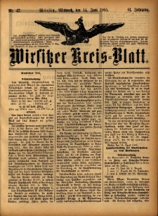 Wirsitzer Kreis-Blatt: herausgegeben vom Königlichen Landraths-Amte 1905.06.14 Jg.61 Nr47