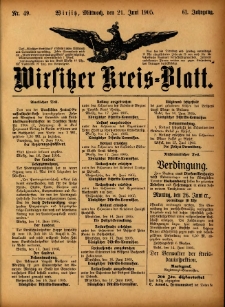 Wirsitzer Kreis-Blatt: herausgegeben vom Königlichen Landraths-Amte 1905.06.21 Jg.61 Nr49