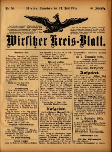 Wirsitzer Kreis-Blatt: herausgegeben vom Königlichen Landraths-Amte 1905.06.24 Jg.61 Nr50