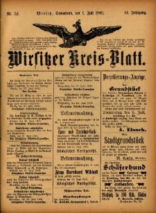 Wirsitzer Kreis-Blatt: herausgegeben vom Königlichen Landraths-Amte 1905.07.01 Jg.61 Nr52