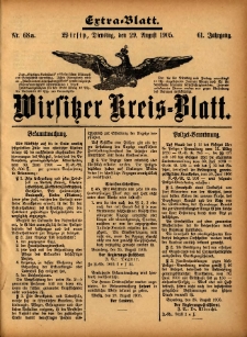 Wirsitzer Kreis-Blatt: herausgegeben vom Königlichen Landraths-Amte 1905.08.29 Jg.61 Nr68a Extra-Blatt