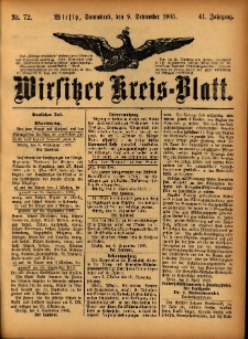 Wirsitzer Kreis-Blatt: herausgegeben vom Königlichen Landraths-Amte 1905.09.09 Jg.61 Nr72