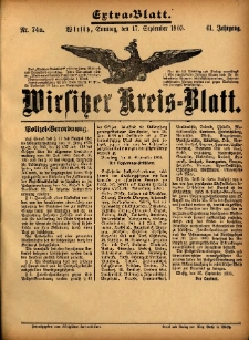 Wirsitzer Kreis-Blatt: herausgegeben vom Königlichen Landraths-Amte 1905.09.17 Jg.61 Nr74a Extra-Blatt