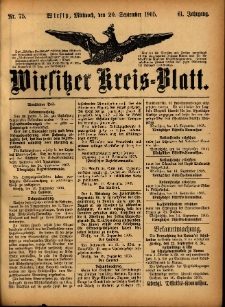 Wirsitzer Kreis-Blatt: herausgegeben vom Königlichen Landraths-Amte 1905.09.20 Jg.61 Nr75