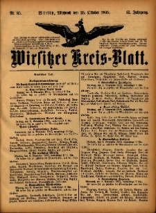 Wirsitzer Kreis-Blatt: herausgegeben vom Königlichen Landraths-Amte 1905.10.25 Jg.61 Nr85