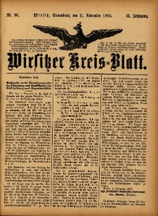 Wirsitzer Kreis-Blatt: herausgegeben vom Königlichen Landraths-Amte 1905.11.11 Jg.61 Nr90