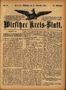 Wirsitzer Kreis-Blatt: herausgegeben vom Königlichen Landraths-Amte 1905.11.15 Jg.61 Nr91