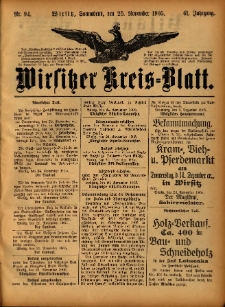 Wirsitzer Kreis-Blatt: herausgegeben vom Königlichen Landraths-Amte 1905.11.25 Jg.61 Nr94