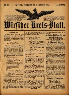 Wirsitzer Kreis-Blatt: herausgegeben vom Königlichen Landraths-Amte 1905.12.09 Jg.61 Nr98