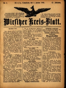 Wirsitzer Kreis-Blatt: herausgegeben vom Königlichen Landraths-Amte 1906.01.06 Jg.62 Nr2