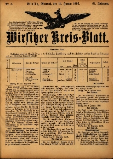 Wirsitzer Kreis-Blatt: herausgegeben vom Königlichen Landraths-Amte 1906.01.10 Jg.62 Nr3