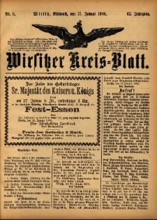 Wirsitzer Kreis-Blatt: herausgegeben vom Königlichen Landraths-Amte 1906.01.17 Jg.62 Nr5