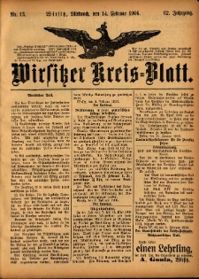 Wirsitzer Kreis-Blatt: herausgegeben vom Königlichen Landraths-Amte 1906.02.14 Jg.62 Nr13