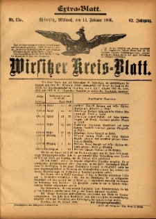 Wirsitzer Kreis-Blatt: herausgegeben vom Königlichen Landraths-Amte 1906.02.14 Jg.62 Nr13 a Extra-Blatt