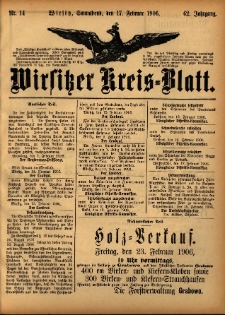Wirsitzer Kreis-Blatt: herausgegeben vom Königlichen Landraths-Amte 1906.02.17 Jg.62 Nr14