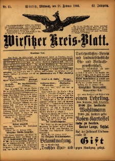 Wirsitzer Kreis-Blatt: herausgegeben vom Königlichen Landraths-Amte 1906.02.21 Jg.62 Nr15