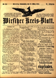 Wirsitzer Kreis-Blatt: herausgegeben vom Königlichen Landraths-Amte 1906.03.17 Jg.62 Nr22