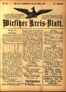 Wirsitzer Kreis-Blatt: herausgegeben vom Königlichen Landraths-Amte 1906.03.24 Jg.62 Nr24
