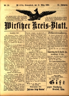 Wirsitzer Kreis-Blatt: herausgegeben vom Königlichen Landraths-Amte 1906.03.31 Jg.62 Nr26