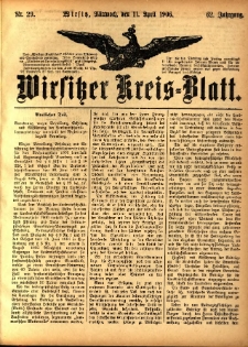 Wirsitzer Kreis-Blatt: herausgegeben vom Königlichen Landraths-Amte 1906.04.11 Jg.62 Nr29