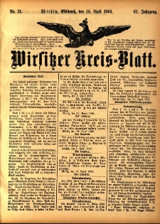 Wirsitzer Kreis-Blatt: herausgegeben vom Königlichen Landraths-Amte 1906.04.18 Jg.62 Nr31