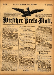 Wirsitzer Kreis-Blatt: herausgegeben vom Königlichen Landraths-Amte 1906.05.05 Jg.62 Nr36