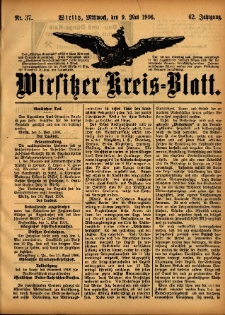 Wirsitzer Kreis-Blatt: herausgegeben vom Königlichen Landraths-Amte 1906.05.09 Jg.62 Nr37