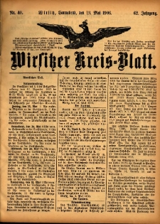 Wirsitzer Kreis-Blatt: herausgegeben vom Königlichen Landraths-Amte 1906.05.19 Jg.62 Nr40