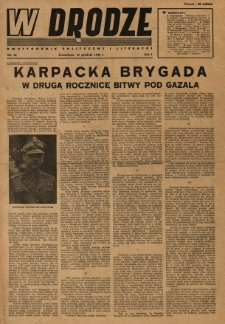 W Drodze : dwutygodnik polityczny i literacki. 1943.12.16 R.1 Nr18