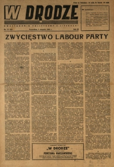 W Drodze : dwutygodnik polityczny i literacki. 1945.08.01 R.3 Nr13
