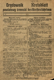 Orędownik Urzędowy Powiatu Śremskiego. 1919.02.13 R.1 Nr19