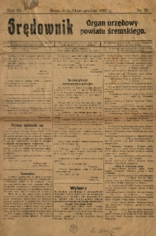 Orędownik Urzędowy Powiatu Śremskiego. 1921.12.10 R.3 Nr76