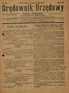 Orędownik Urzędowy Powiatu Śremskiego. 1923.10.13 R.7 Nr41