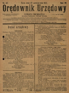 Orędownik Urzędowy Powiatu Śremskiego. 1923.10.20 R.7 Nr42
