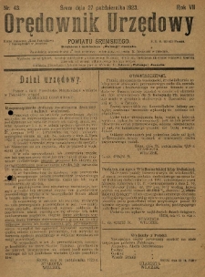 Orędownik Urzędowy Powiatu Śremskiego. 1923.10.27 R.7 Nr43