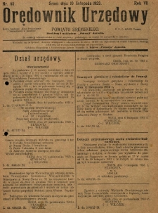 Orędownik Urzędowy Powiatu Śremskiego. 1923.11.10 R.7 Nr45