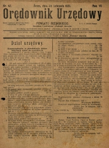 Orędownik Urzędowy Powiatu Śremskiego. 1923.11.24 R.7 Nr47