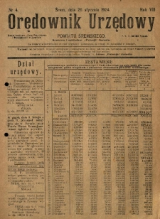 Orędownik Urzędowy Powiatu Śremskiego. 1924.01.26 R.8 Nr4