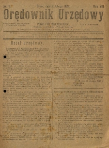 Orędownik Urzędowy Powiatu Śremskiego. 1924.02.02 R.8 Nr5