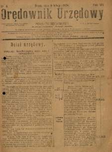 Orędownik Urzędowy Powiatu Śremskiego. 1924.02.09 R.8 Nr6