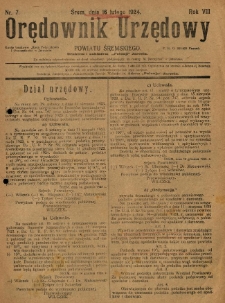 Orędownik Urzędowy Powiatu Śremskiego. 1924.02.16 R.8 Nr7