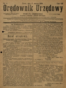 Orędownik Urzędowy Powiatu Śremskiego. 1924.03.15 R.8 Nr11