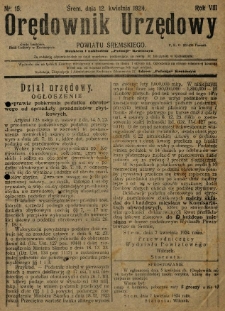 Orędownik Urzędowy Powiatu Śremskiego. 1924.04.12 R.8 Nr15