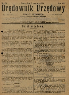 Orędownik Urzędowy Powiatu Śremskiego. 1924.06.07 R.8 Nr23