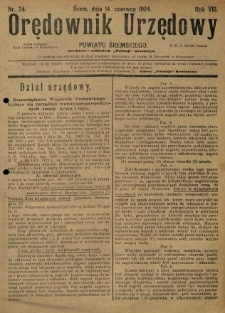 Orędownik Urzędowy Powiatu Śremskiego. 1924.06.14 R.8 Nr24