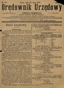 Orędownik Urzędowy Powiatu Śremskiego. 1924.07.26 R.8 Nr30