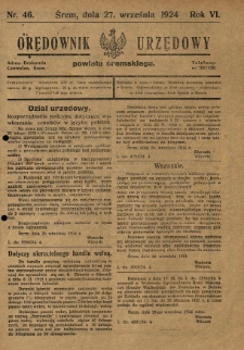 Orędownik Urzędowy Powiatu Śremskiego. 1924.09.27 R.6 Nr46